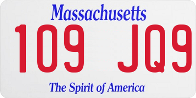MA license plate 109JQ9