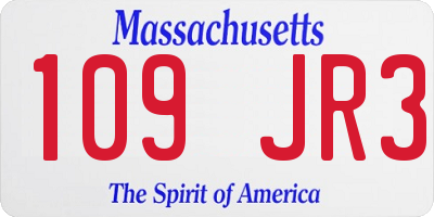 MA license plate 109JR3