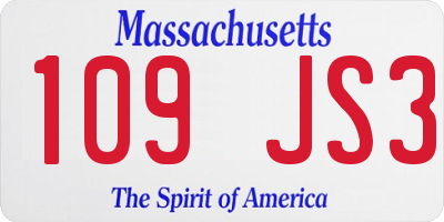 MA license plate 109JS3