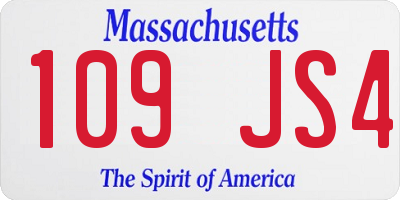 MA license plate 109JS4