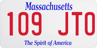 MA license plate 109JT0