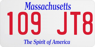 MA license plate 109JT8