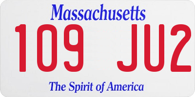 MA license plate 109JU2