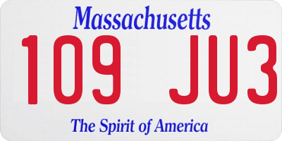 MA license plate 109JU3