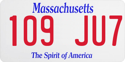 MA license plate 109JU7