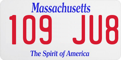 MA license plate 109JU8