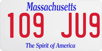 MA license plate 109JU9