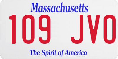 MA license plate 109JV0