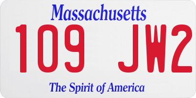 MA license plate 109JW2