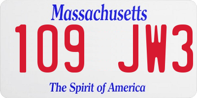 MA license plate 109JW3