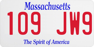 MA license plate 109JW9