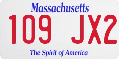 MA license plate 109JX2