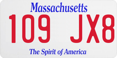 MA license plate 109JX8