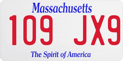 MA license plate 109JX9