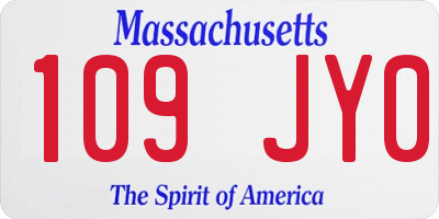 MA license plate 109JY0