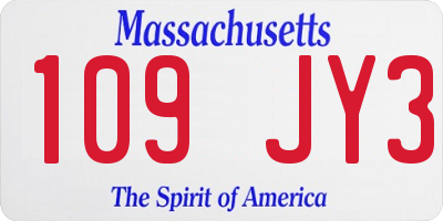 MA license plate 109JY3