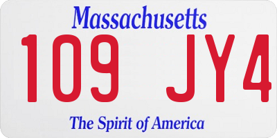 MA license plate 109JY4