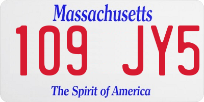 MA license plate 109JY5
