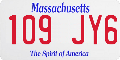MA license plate 109JY6