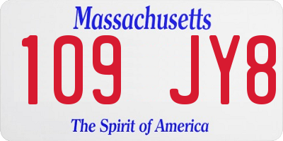 MA license plate 109JY8