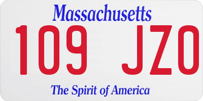 MA license plate 109JZ0