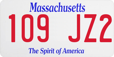 MA license plate 109JZ2