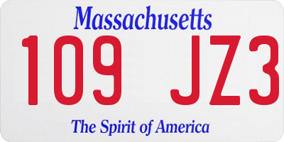 MA license plate 109JZ3