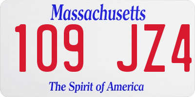 MA license plate 109JZ4
