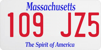 MA license plate 109JZ5
