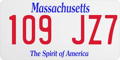 MA license plate 109JZ7