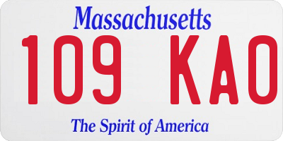 MA license plate 109KA0