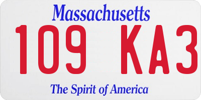 MA license plate 109KA3