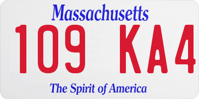 MA license plate 109KA4