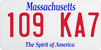 MA license plate 109KA7
