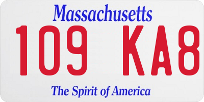 MA license plate 109KA8