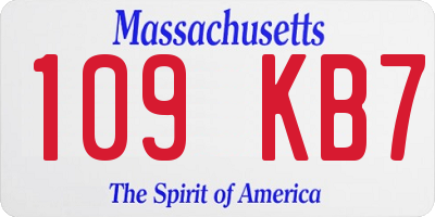 MA license plate 109KB7