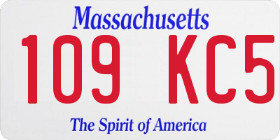 MA license plate 109KC5