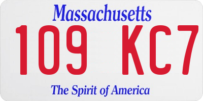 MA license plate 109KC7