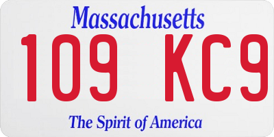 MA license plate 109KC9