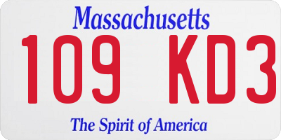 MA license plate 109KD3