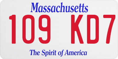 MA license plate 109KD7