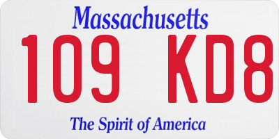 MA license plate 109KD8