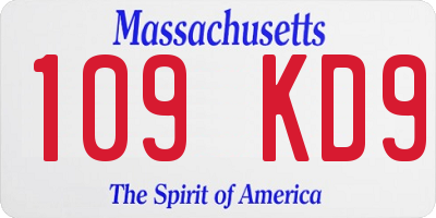 MA license plate 109KD9