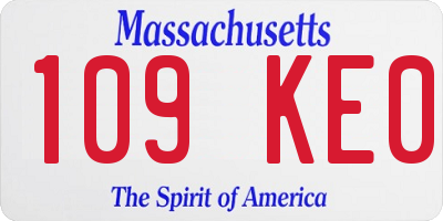 MA license plate 109KE0