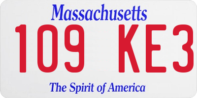 MA license plate 109KE3