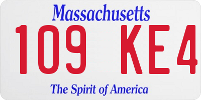 MA license plate 109KE4