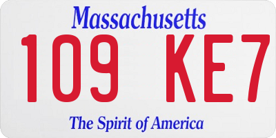MA license plate 109KE7