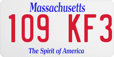 MA license plate 109KF3