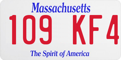 MA license plate 109KF4