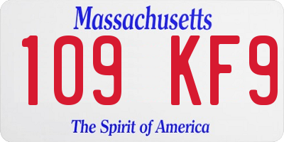 MA license plate 109KF9
